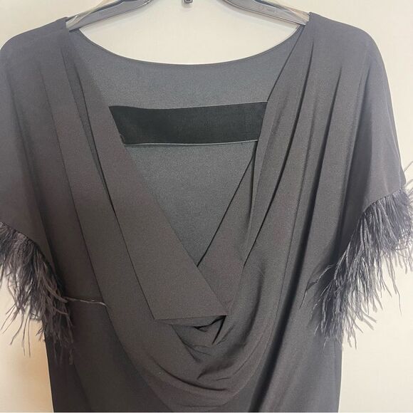 Jay X Jay Godfrey Womens Black Cocktail Budden Mini Dress Feather Sleeve New - Picture 11 of 14